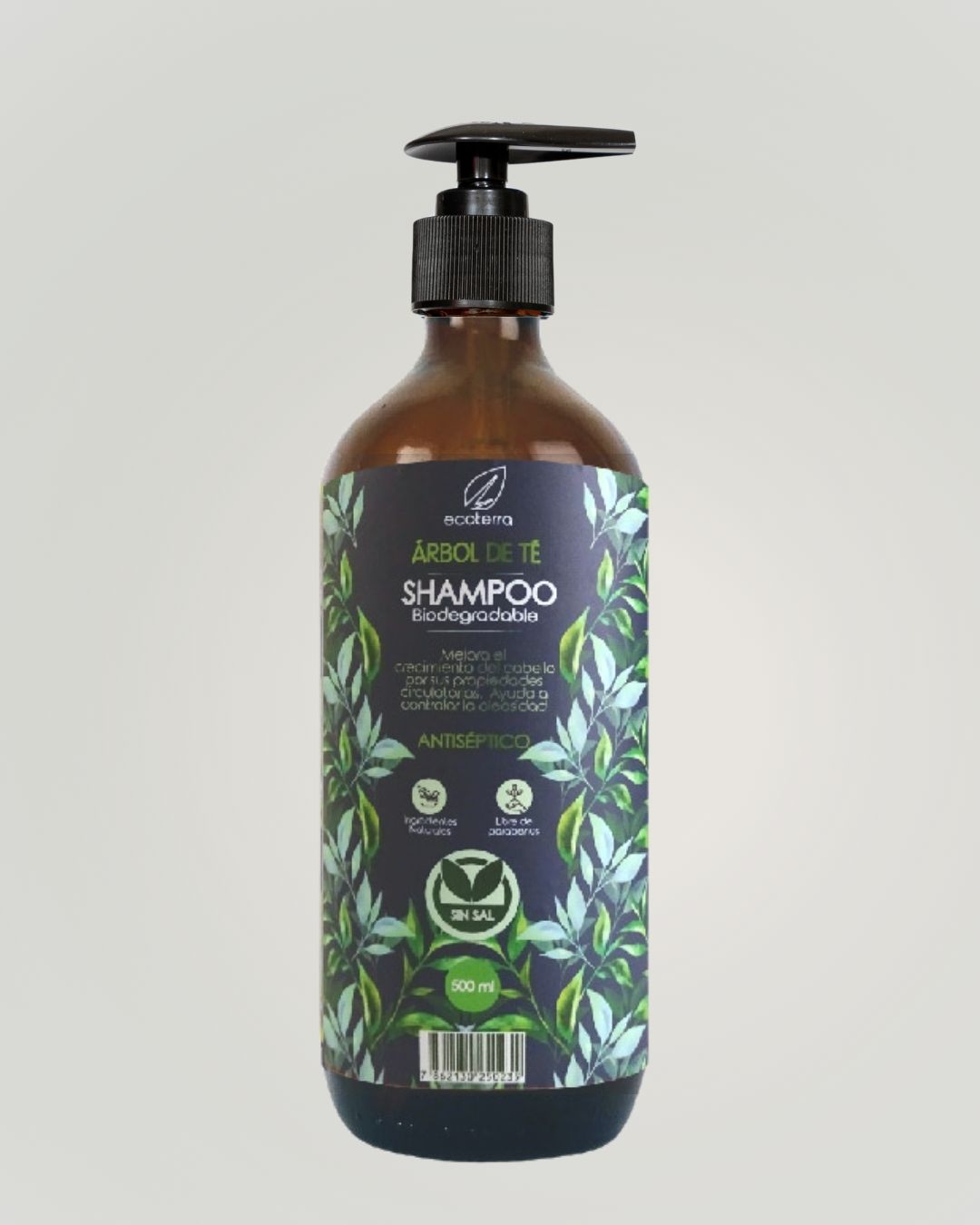 Shampoo Natural Árbol de Té 500ml Vidrio